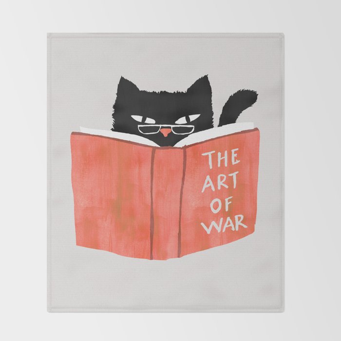 Cat reading book Throw Blanket Gallery Image 2