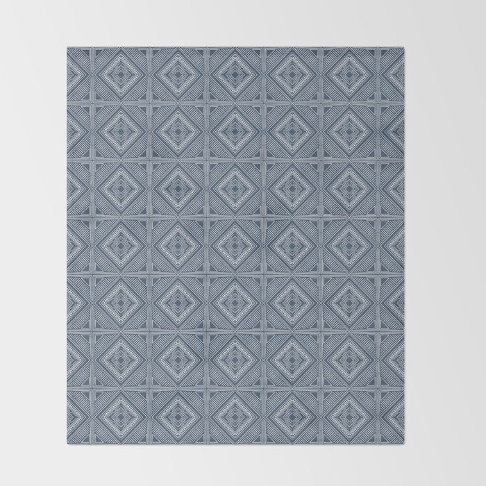 Boho Tiles | Atlantic Blue Throw Blanket Gallery Image 2