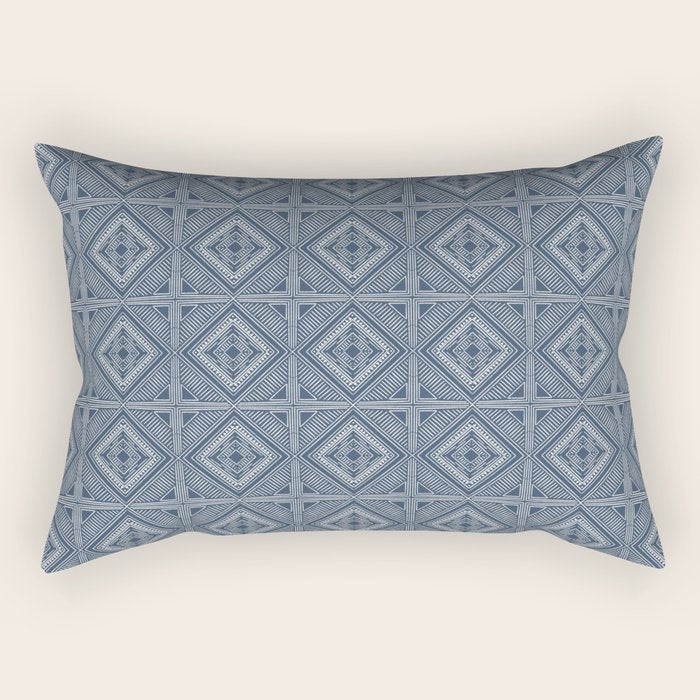 Boho Tiles | Atlantic Blue Rectangular Pillow Gallery Image 1