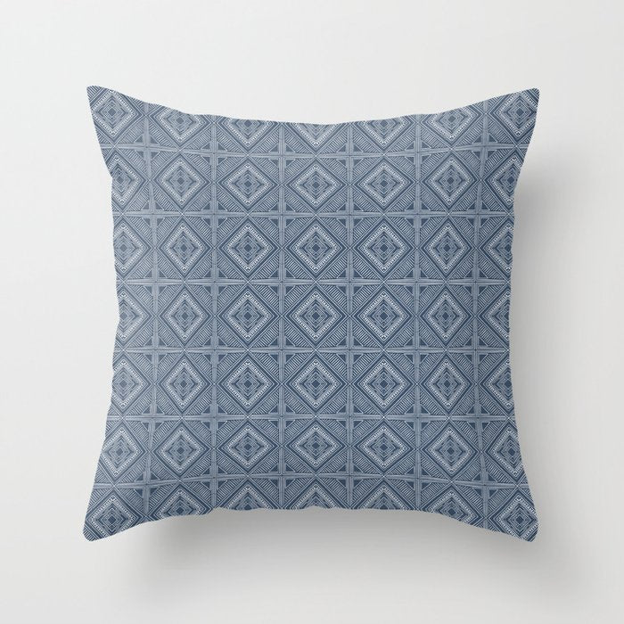 Boho Tiles | Atlantic Blue Throw Pillow Gallery Image 1