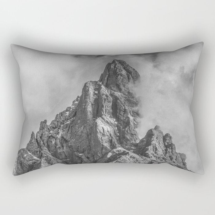 Dolomites Black and White Rectangular Pillow Gallery Image 2