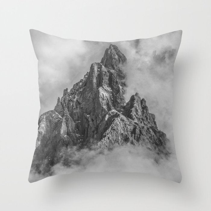Dolomites Black and White Throw Pillow Gallery Image 1