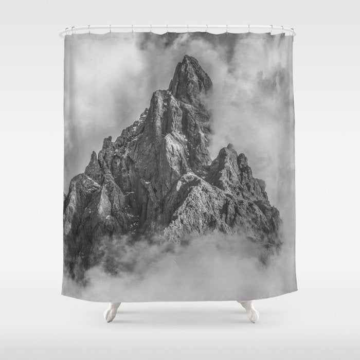 Dolomites Black and White Shower Curtain Gallery Image 1