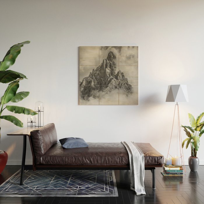 Dolomites Black and White Wood Wall Art Gallery Image 2