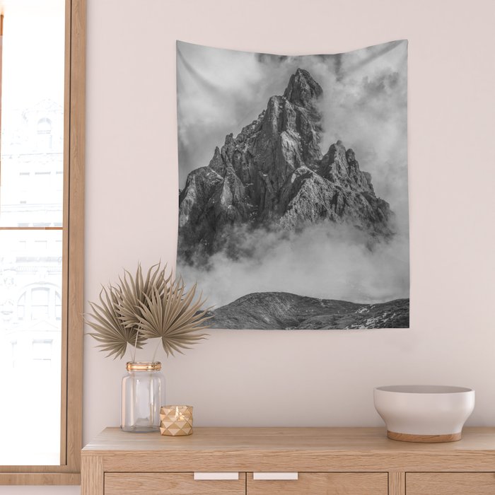 Dolomites Black and White Wall Tapestry Gallery Image 2