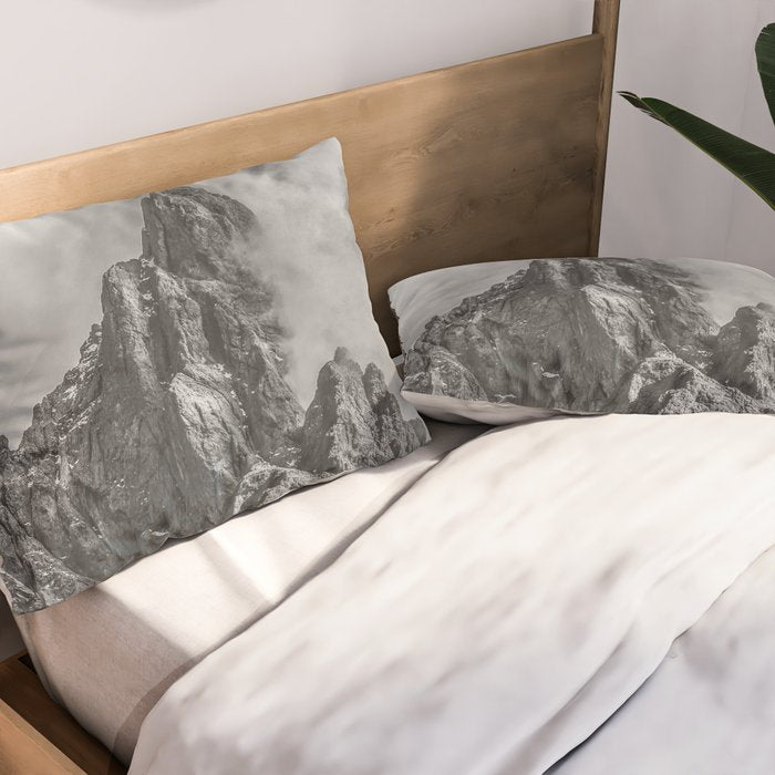 Dolomites Black and White Pillow Sham Gallery Image 2