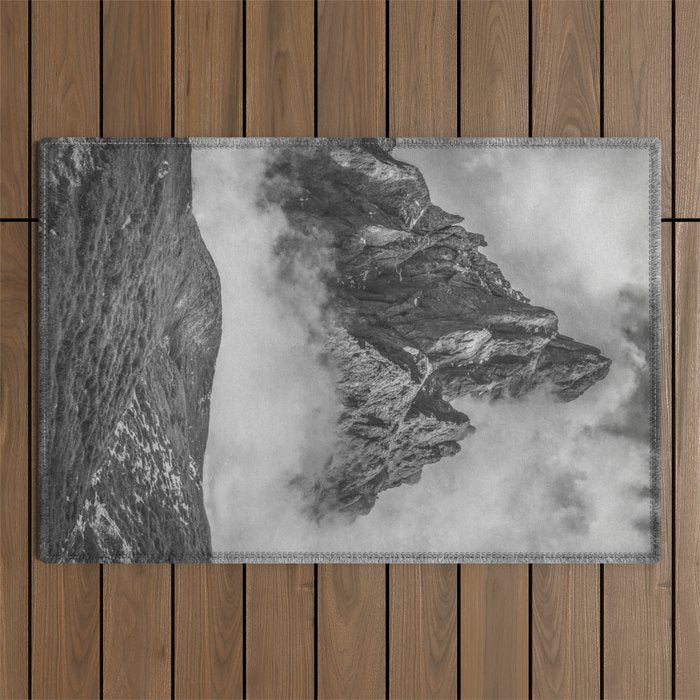 Dolomites Black and White Outdoor Rug Gallery Image 1