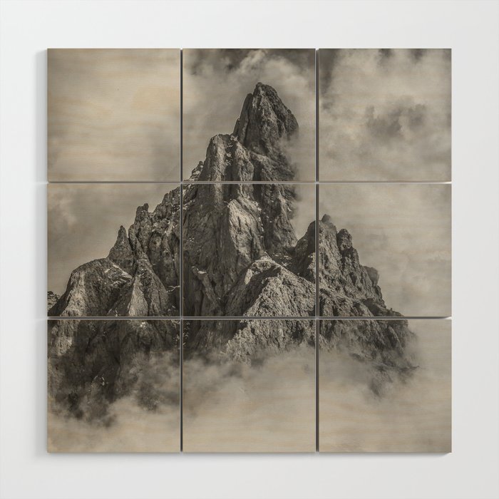 Dolomites Black and White Wood Wall Art Gallery Image 1