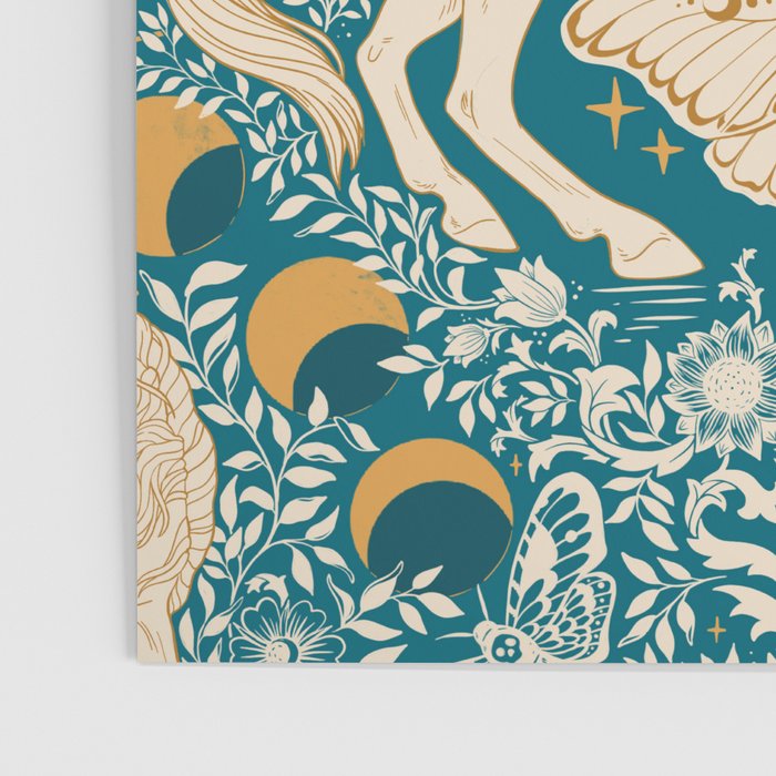 Celestial Unicorns In Turquoise and Gold Poster Gallery Image 3