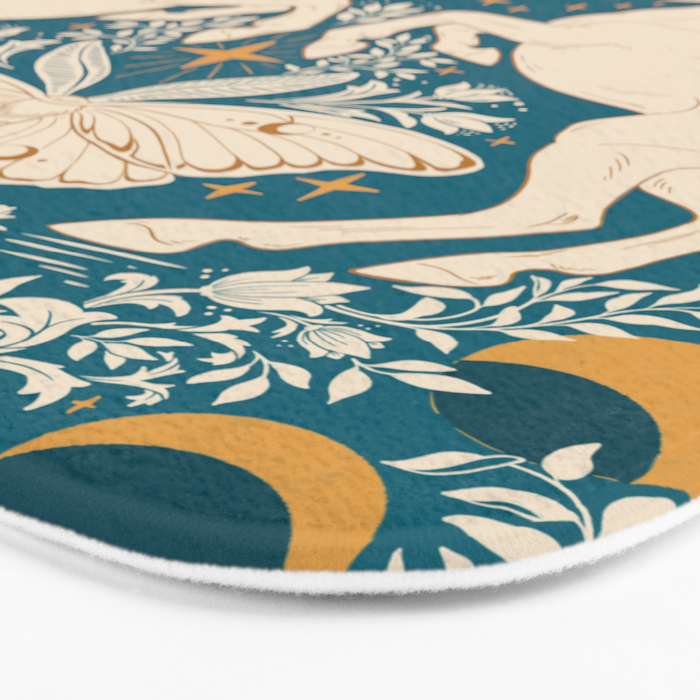 Celestial Unicorns In Turquoise and Gold Bath Mat Gallery Image 3