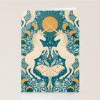 Celestial Unicorns In Turquoise and Gold Stationery Card Gallery Image 2