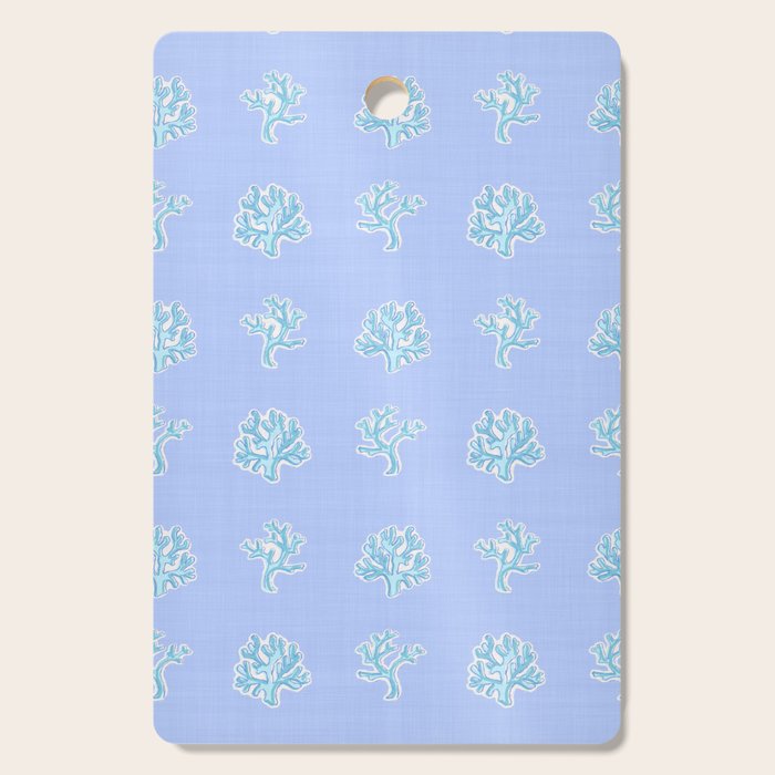 Coastal Coral Block Print in Blue and Aqua Cutting Board Gallery Image 1