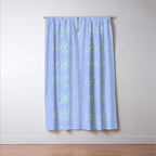 Coastal Coral Block Print in Blue and Aqua Window Curtain Gallery Image 3
