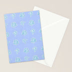 Coastal Coral Block Print in Blue and Aqua Stationery Card Gallery Image 2