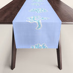 Coastal Coral Block Print in Blue and Aqua Table Runner Gallery Image 1