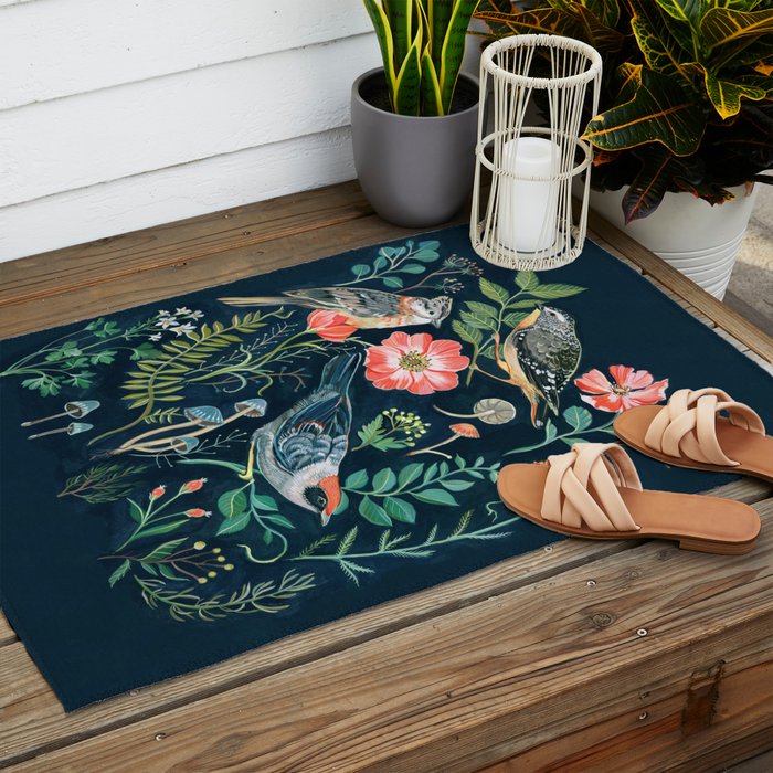 Birds Garden Outdoor Rug Gallery Image 2