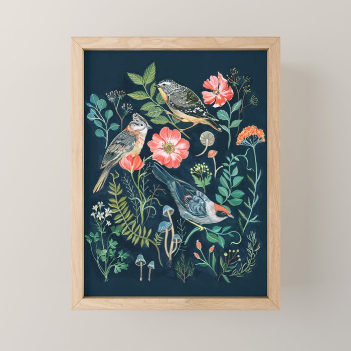 Birds Garden Mini Art Print Gallery Image 1