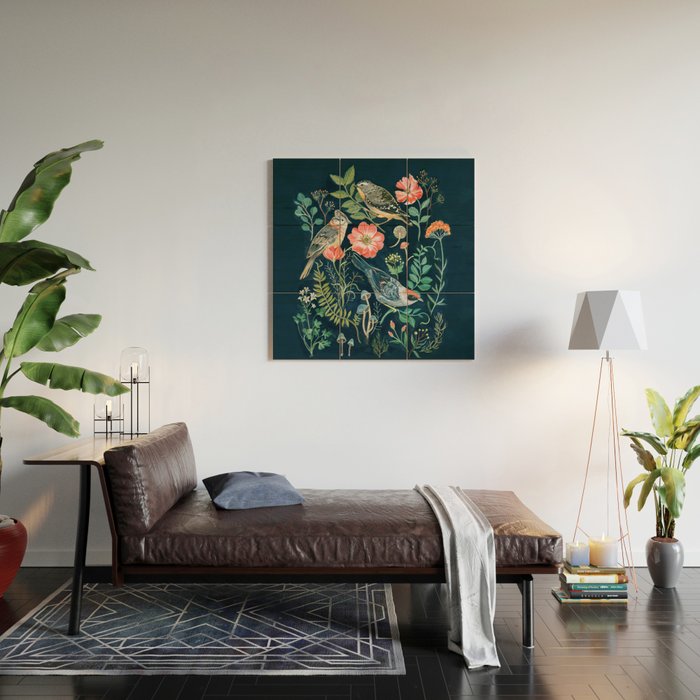 Birds Garden Wood Wall Art Gallery Image 2
