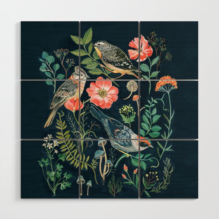 Birds Garden Wood Wall Art Gallery Image 1
