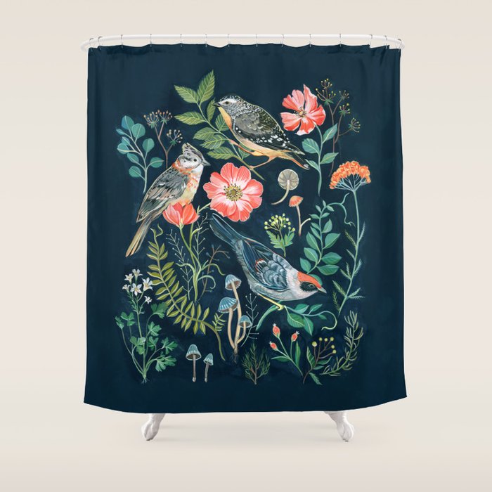 Birds Garden Shower Curtain Gallery Image 1