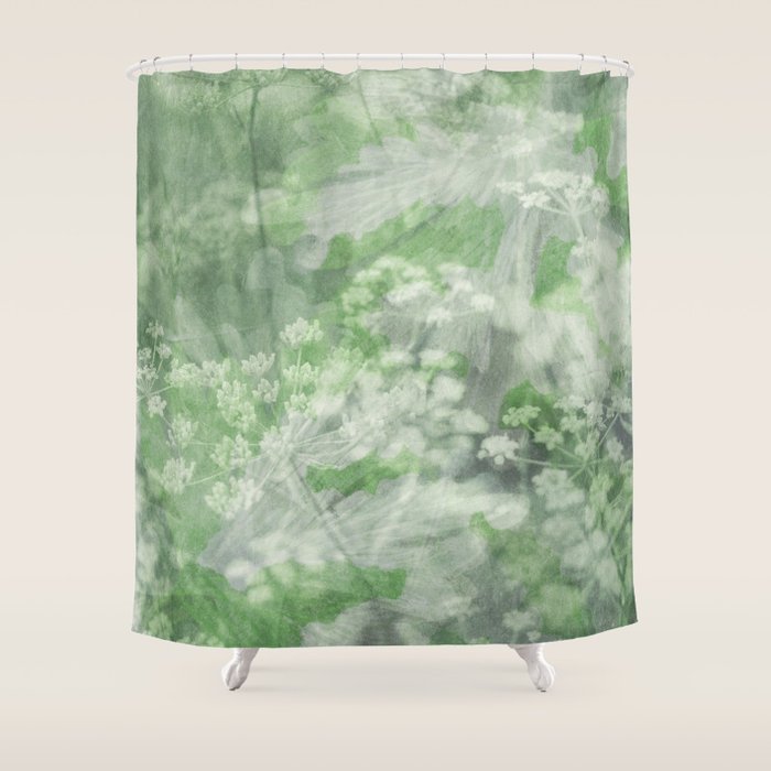 botanical abstract 101 - green double exposure floral Shower Curtain Gallery Image 1
