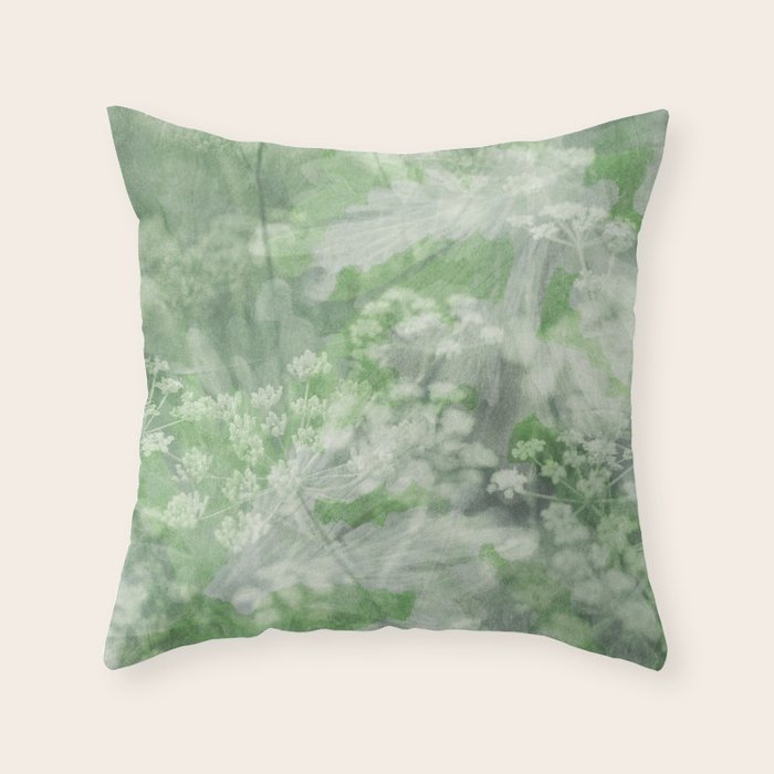 botanical abstract 101 - green double exposure floral Throw Pillow Gallery Image 6