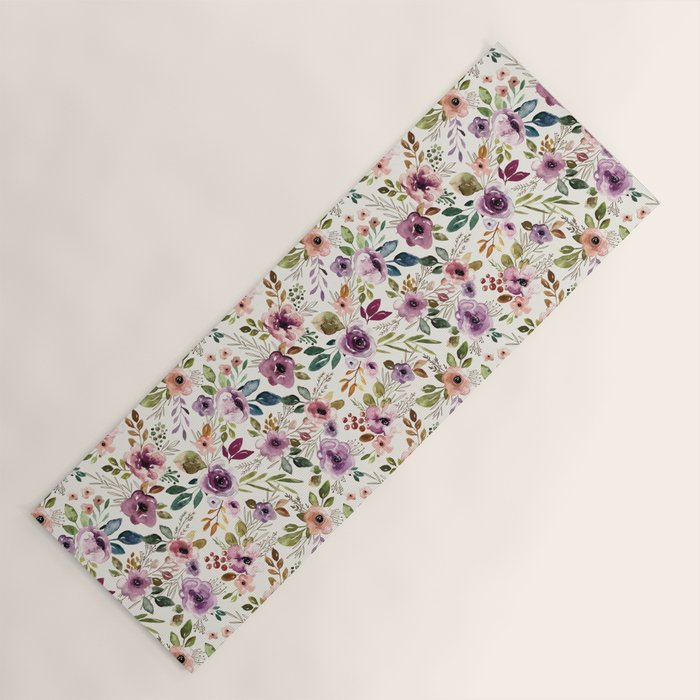 Autumn Amethyst Floral Yoga Mat Gallery Image 1