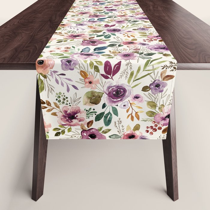 Autumn Amethyst Floral Table Runner Gallery Image 1