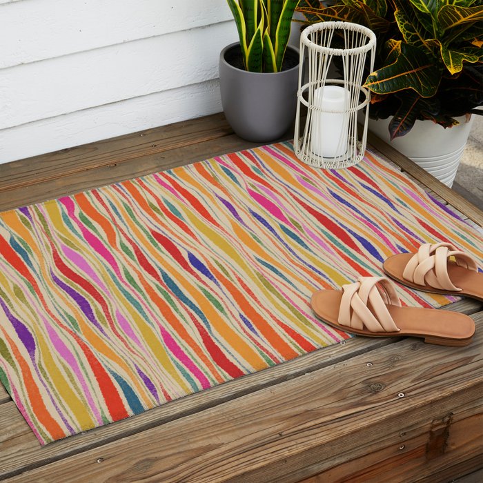 Irregular Lines / Summer Palette Outdoor Rug Gallery Image 2