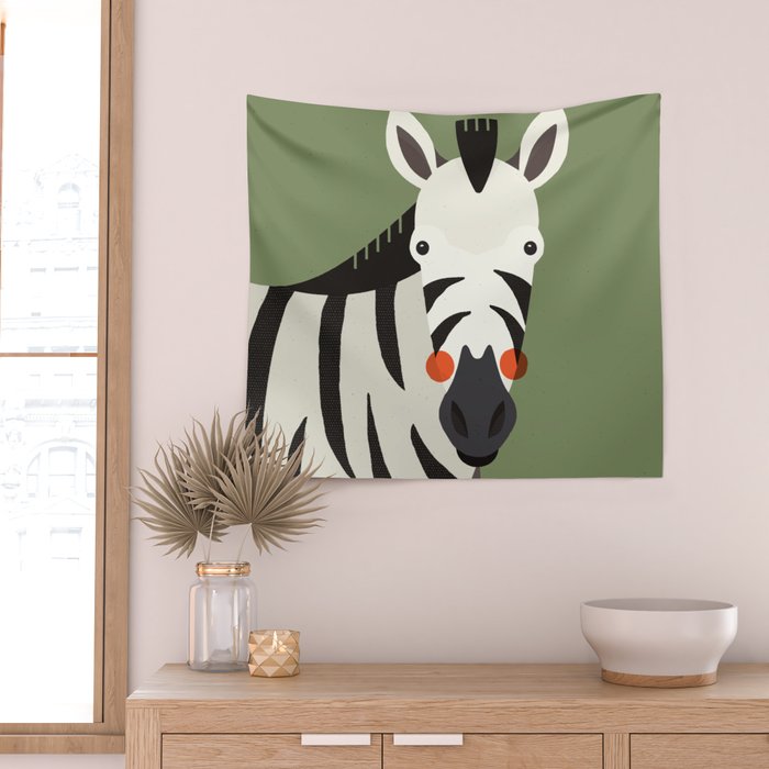 Zebra, Animal Portrait Wall Tapestry Gallery Image 2
