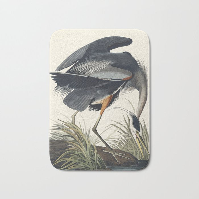 Great blue Heron from Birds of America (1827) by John James Audubon Bath Mat Gallery Image 1