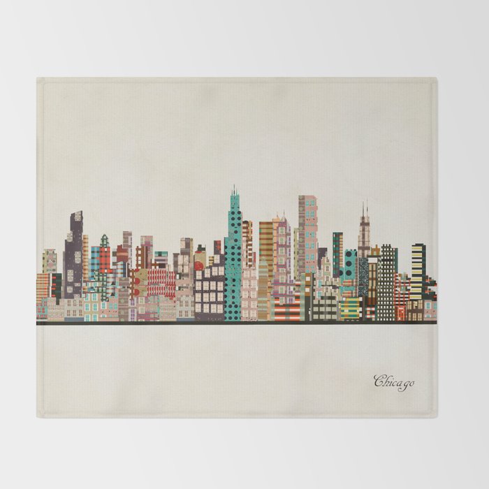 chicago city skyline Throw Blanket Gallery Image 2