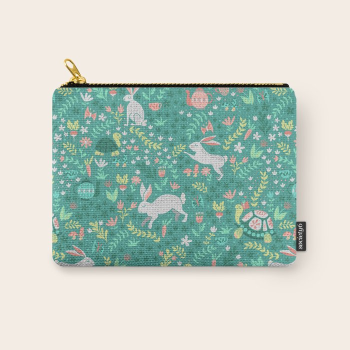 Spring Pattern of Bunnies with Turtles Carry All Pouch Gallery Image 1