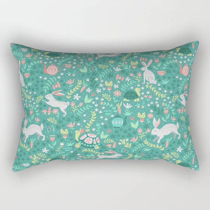 Spring Pattern of Bunnies with Turtles Rectangular Pillow Gallery Image 2