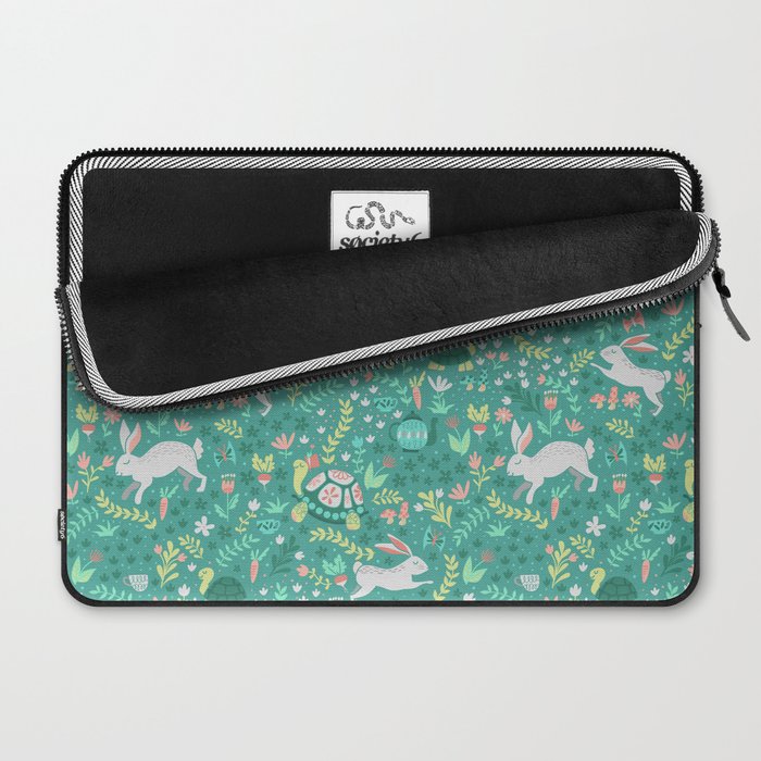 Spring Pattern of Bunnies with Turtles Laptop Sleeve Gallery Image 2