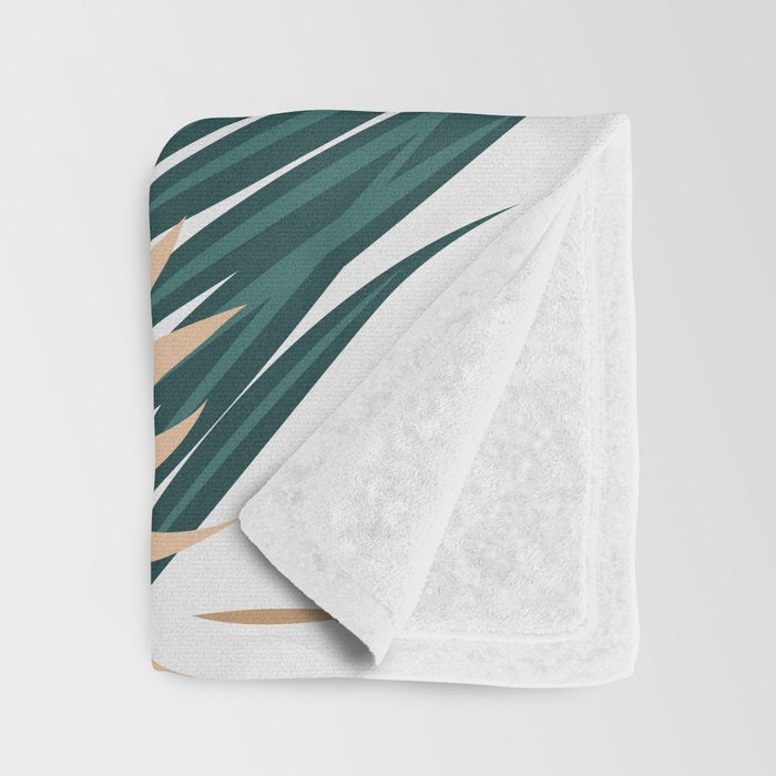 Gold and Green Palm Leaves Throw Blanket Gallery Image 3