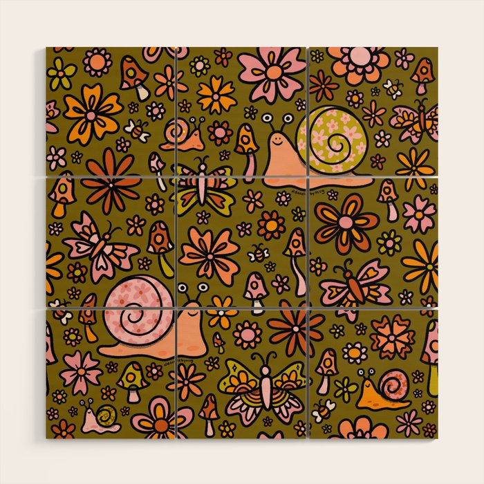 Spring Snail Print Wood Wall Art Gallery Image 1