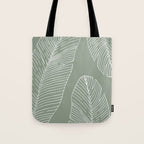 Line Drawing, Green, Palms Print, Boho Wall Art Tote Bag Gallery Image 1