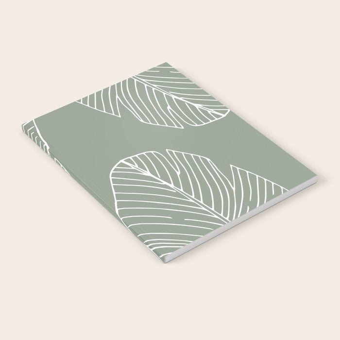 Line Drawing, Green, Palms Print, Boho Wall Art Notebook Gallery Image 1
