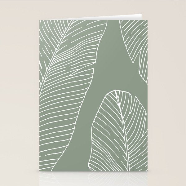 Line Drawing, Green, Palms Print, Boho Wall Art Stationery Card Gallery Image 2