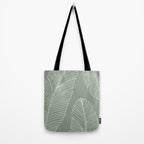 Line Drawing, Green, Palms Print, Boho Wall Art Tote Bag Gallery Image 2