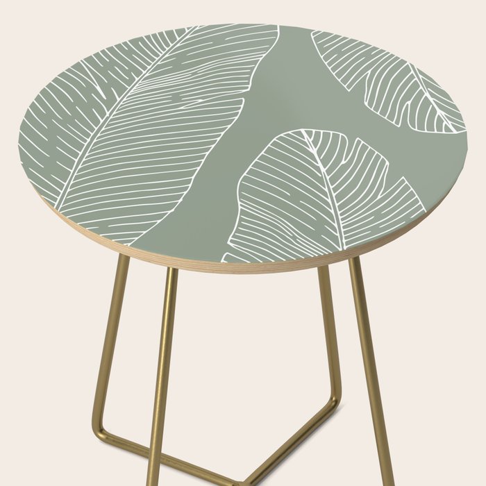 Line Drawing, Green, Palms Print, Boho Wall Art Side Table Gallery Image 2