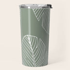 Line Drawing, Green, Palms Print, Boho Wall Art Travel Mug Gallery Image 2