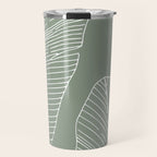 Line Drawing, Green, Palms Print, Boho Wall Art Travel Mug Gallery Image 1