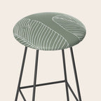 Line Drawing, Green, Palms Print, Boho Wall Art Stool Gallery Image 2