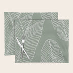 Line Drawing, Green, Palms Print, Boho Wall Art Placemat Gallery Image 1