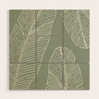 Line Drawing, Green, Palms Print, Boho Wall Art Wood Wall Art Gallery Image 1