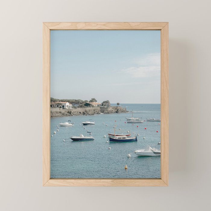 Small Spain Village Costline View With Boats Mini Art Print Gallery Image 1