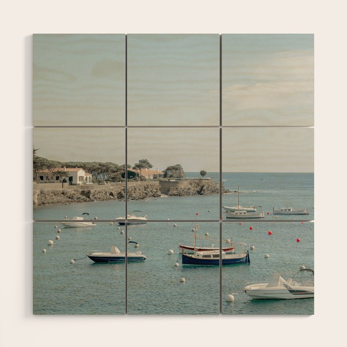 Small Spain Village Costline View With Boats Wood Wall Art Gallery Image 1