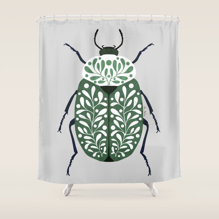 Beetle and leaves Shower Curtain Gallery Image 1